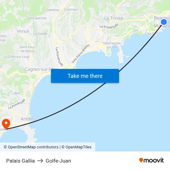 Palais Gallia to Golfe-Juan map