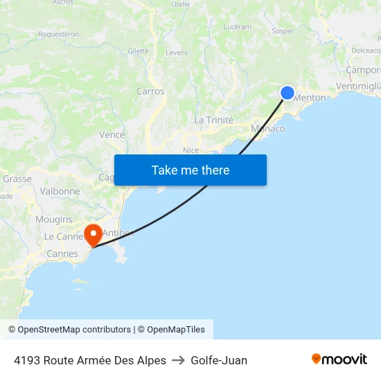 4193 Route Armée Des Alpes to Golfe-Juan map