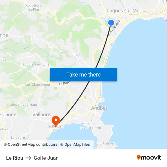 Le Riou to Golfe-Juan map