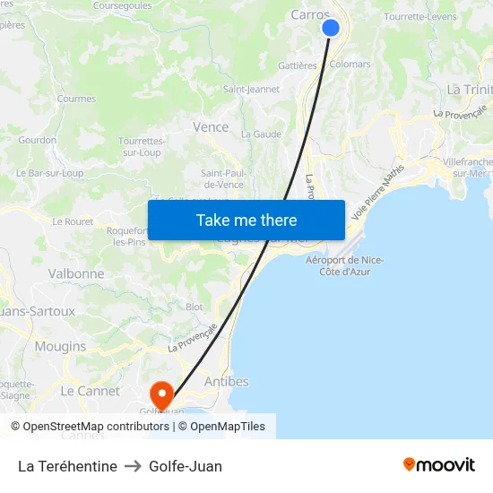 La Teréhentine to Golfe-Juan map