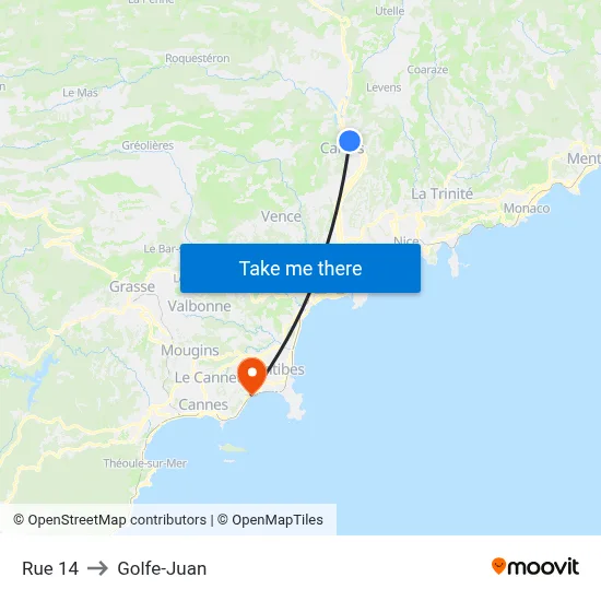 Rue 14 to Golfe-Juan map