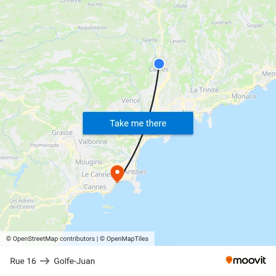 Rue 16 to Golfe-Juan map