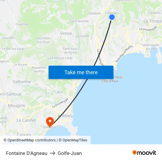 Fontaine D'Agneau to Golfe-Juan map