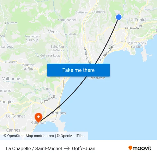 La Chapelle / Saint-Michel to Golfe-Juan map