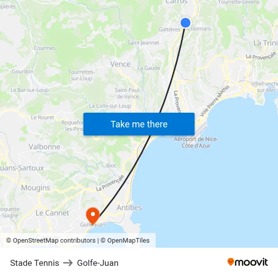 Stade Tennis to Golfe-Juan map