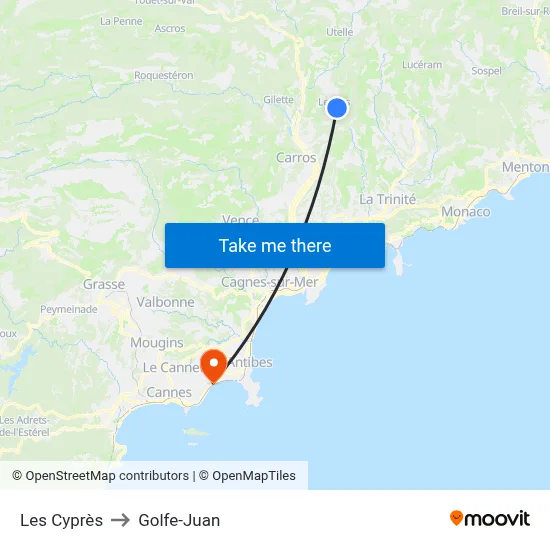 Les Cyprès to Golfe-Juan map