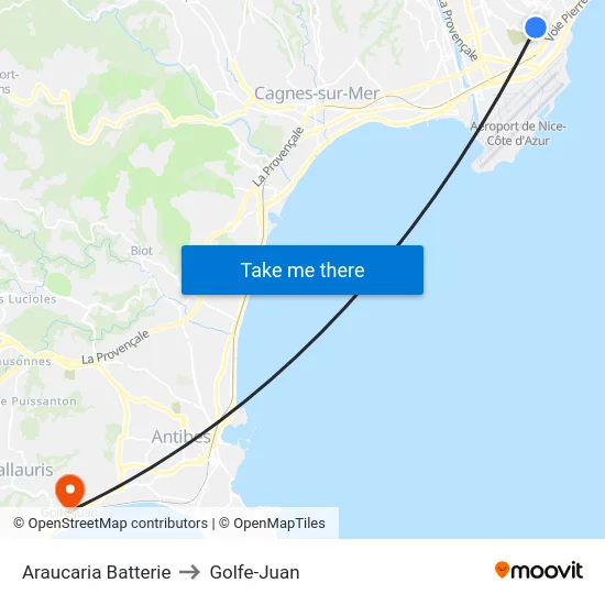 Araucaria Batterie to Golfe-Juan map