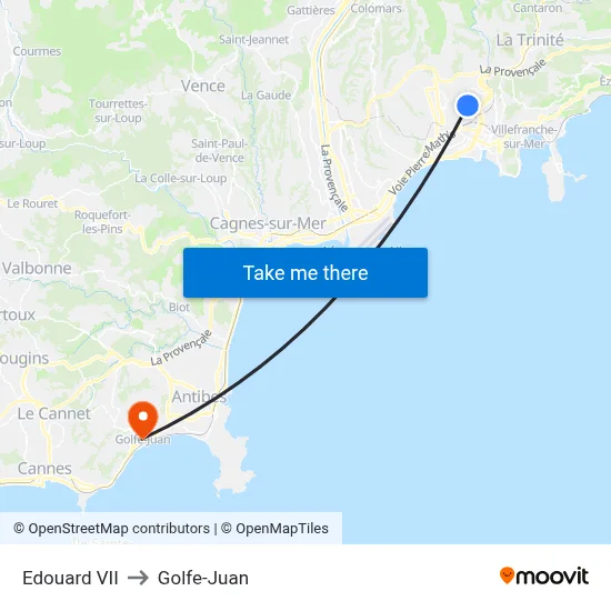Edouard VII to Golfe-Juan map