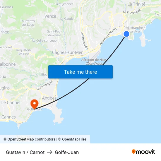 Gustavin / Carnot to Golfe-Juan map