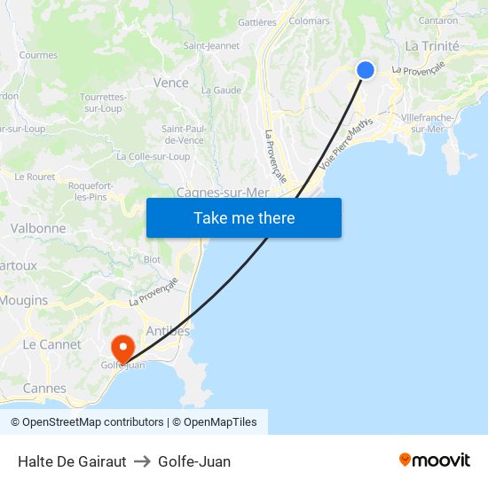 Halte De Gairaut to Golfe-Juan map