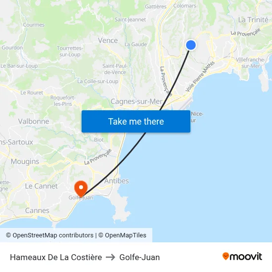 Hameaux De La Costière to Golfe-Juan map