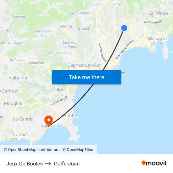 Jeux De Boules to Golfe-Juan map