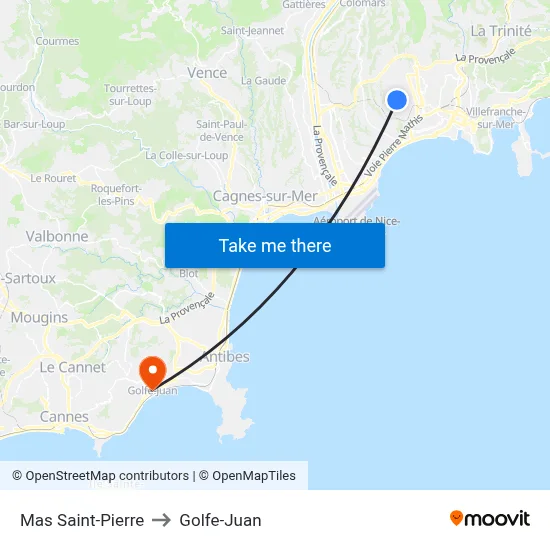 Mas Saint-Pierre to Golfe-Juan map