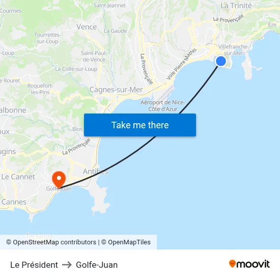 Le Président to Golfe-Juan map