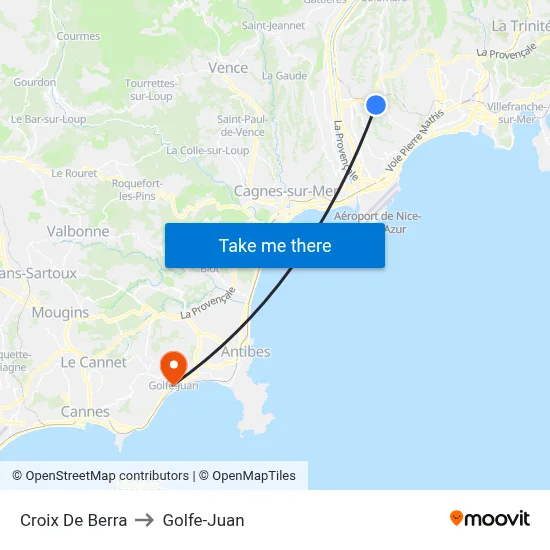 Croix De Berra to Golfe-Juan map