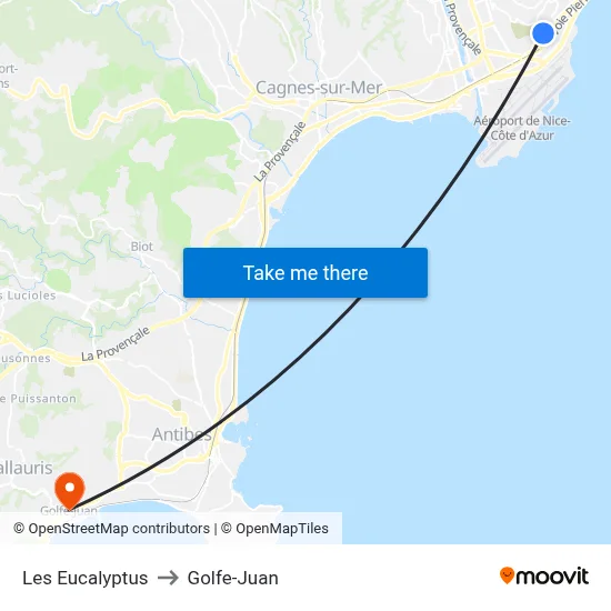 Les Eucalyptus to Golfe-Juan map