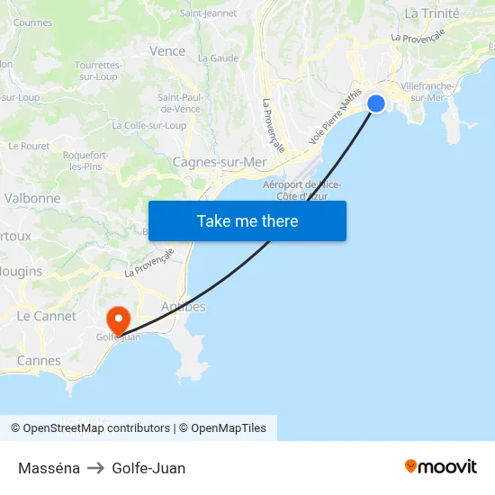 Masséna to Golfe-Juan map