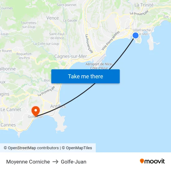 Moyenne Corniche to Golfe-Juan map