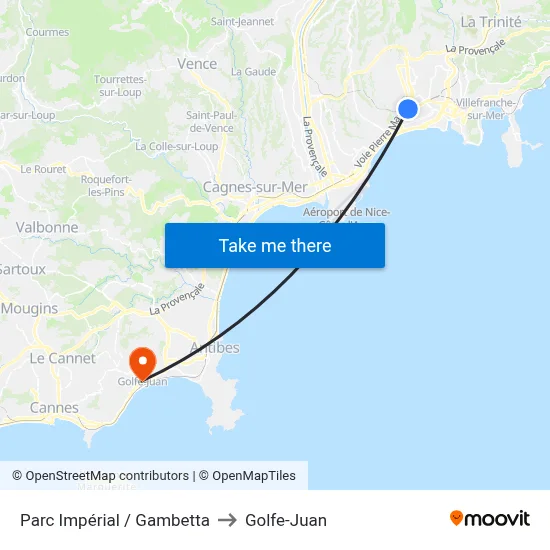 Parc Impérial / Gambetta to Golfe-Juan map