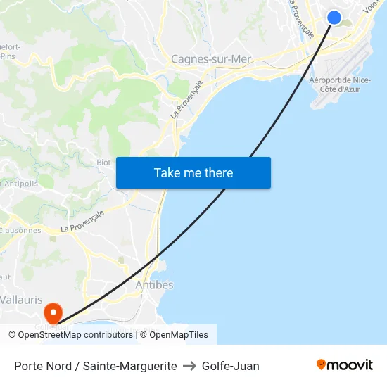 Porte Nord / Sainte-Marguerite to Golfe-Juan map