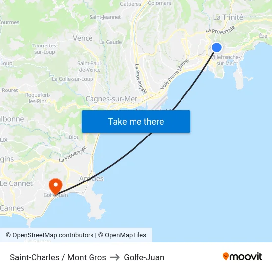 Saint-Charles / Mont Gros to Golfe-Juan map