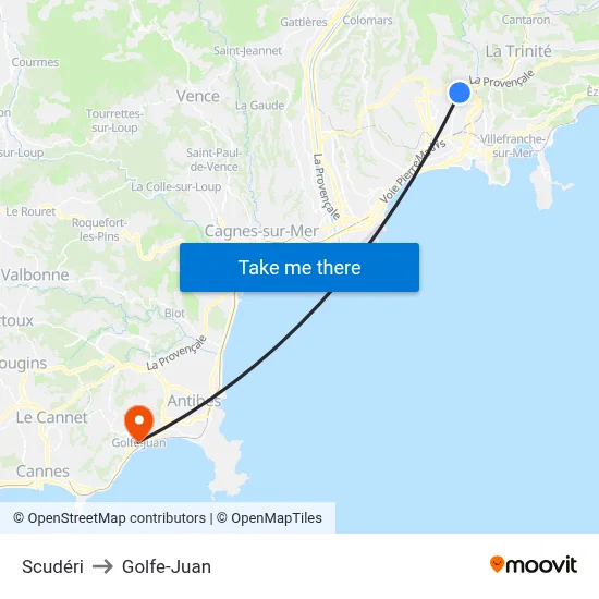 Scudéri to Golfe-Juan map