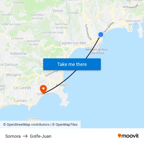 Somora to Golfe-Juan map