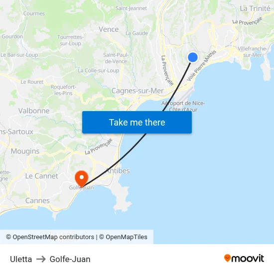 Uletta to Golfe-Juan map
