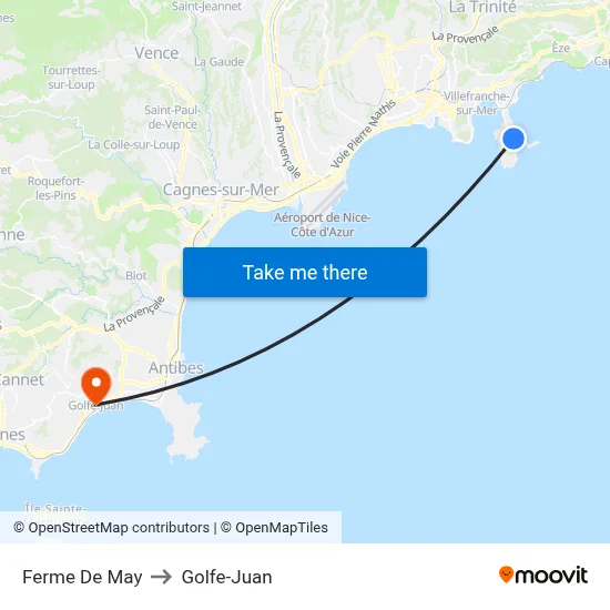 Ferme De May to Golfe-Juan map