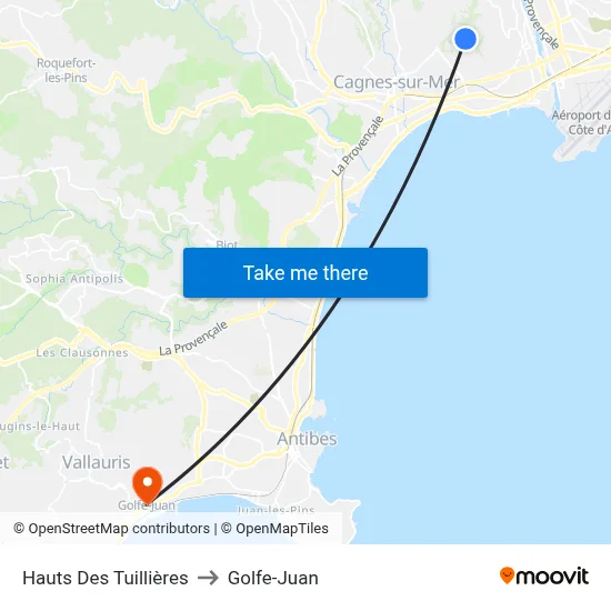 Hauts Des Tuillières to Golfe-Juan map