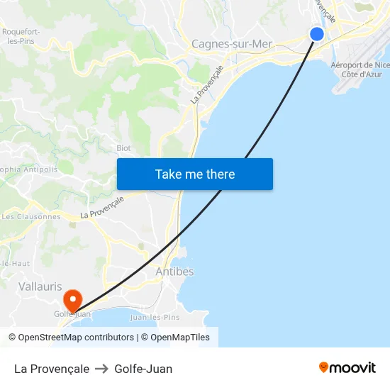 La Provençale to Golfe-Juan map