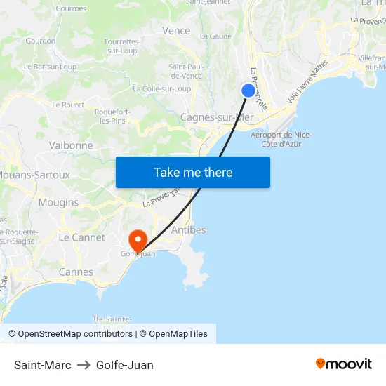 Saint-Marc to Golfe-Juan map