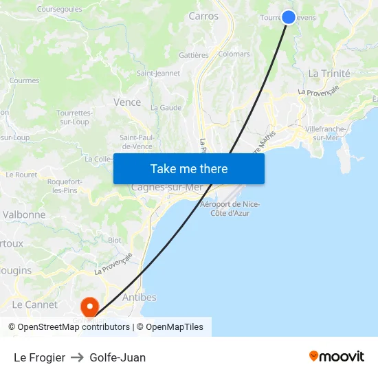 Le Frogier to Golfe-Juan map