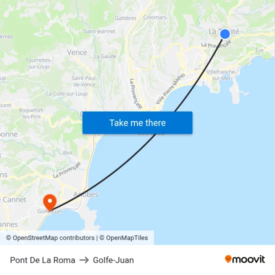 Pont De La Roma to Golfe-Juan map