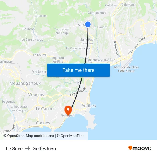 Le Suve to Golfe-Juan map