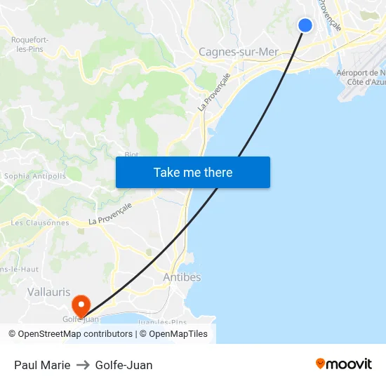 Paul Marie to Golfe-Juan map