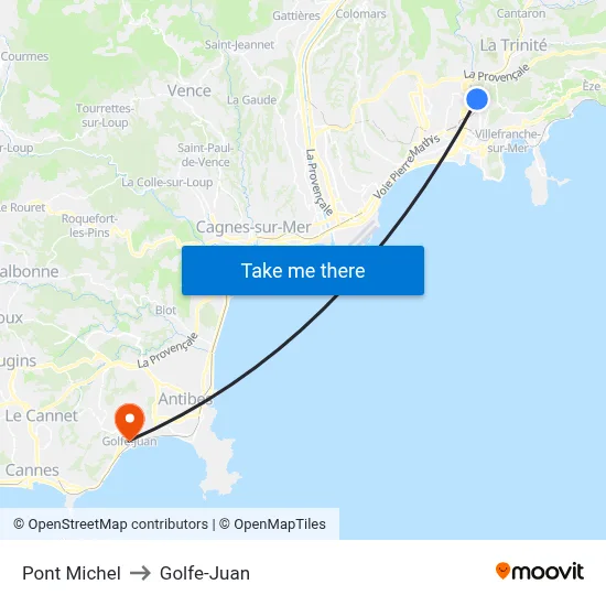 Pont Michel to Golfe-Juan map