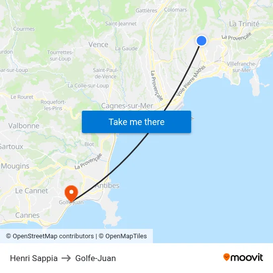 Henri Sappia to Golfe-Juan map