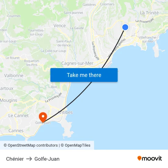 Chénier to Golfe-Juan map