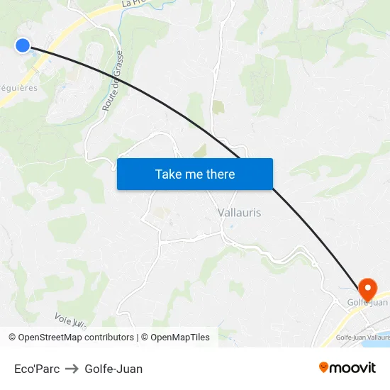 Eco'Parc to Golfe-Juan map