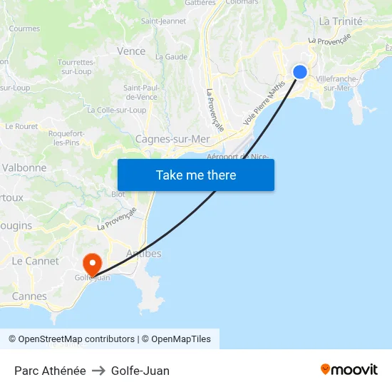 Parc Athénée to Golfe-Juan map