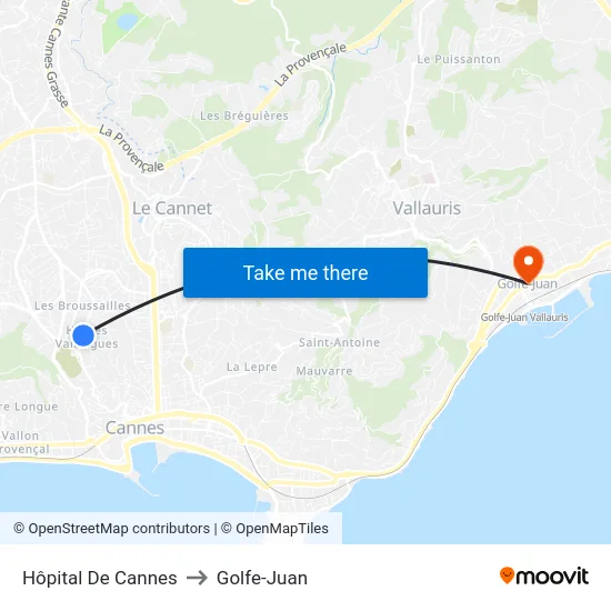 Hôpital De Cannes to Golfe-Juan map