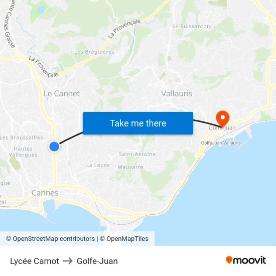 Lycée Carnot to Golfe-Juan map