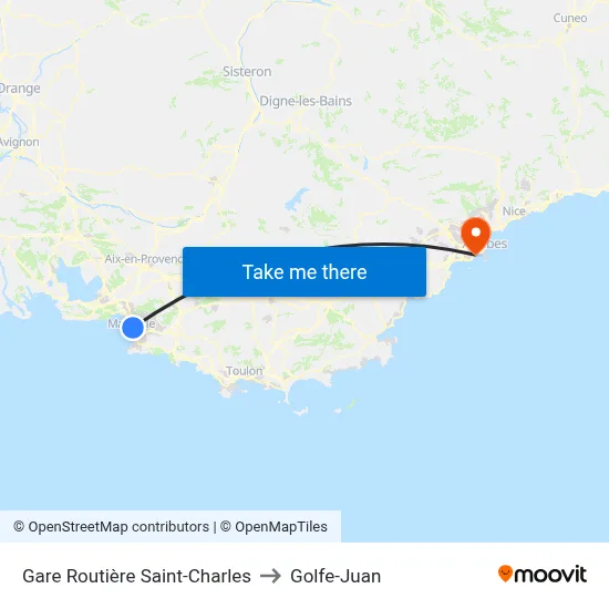Gare Routière Saint-Charles to Golfe-Juan map