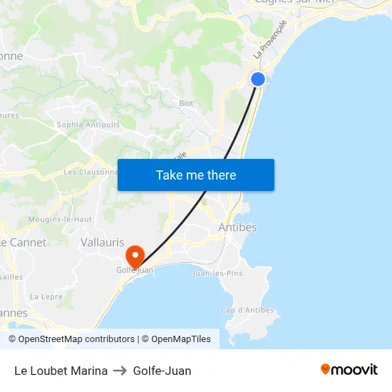 Le Loubet Marina to Golfe-Juan map