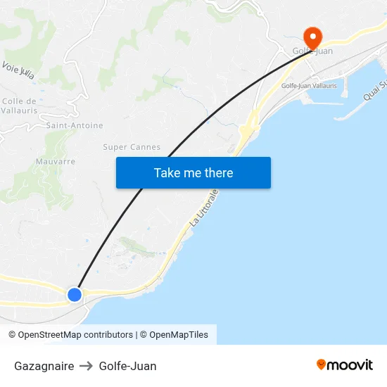 Gazagnaire to Golfe-Juan map