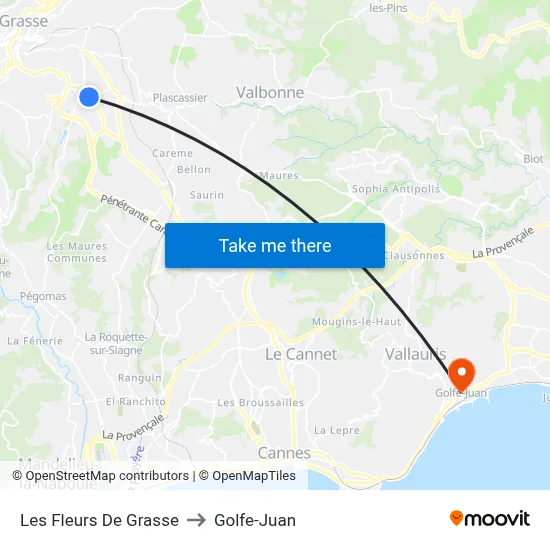 Les Fleurs De Grasse to Golfe-Juan map
