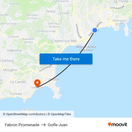 Fabron Promenade to Golfe-Juan map