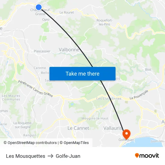 Les Mousquettes to Golfe-Juan map