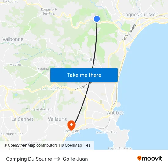Camping Du Sourire to Golfe-Juan map